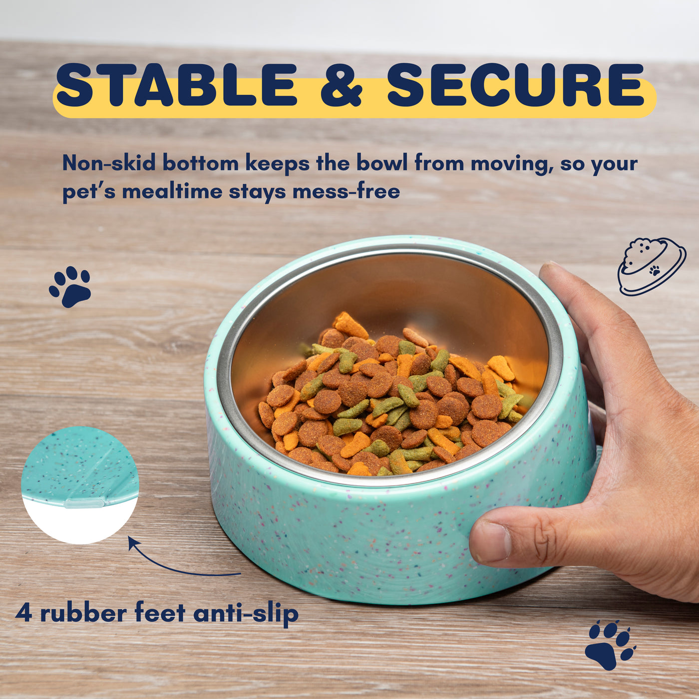 Bzyoo 2 Cup Tilted Dog Bowl with Measuring Scoop for Small Dogs & Cats