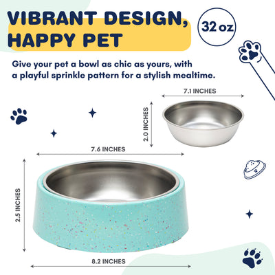 Bzyoo 16oz Tilted Dog Bowl for Small Dogs & Cats - Green