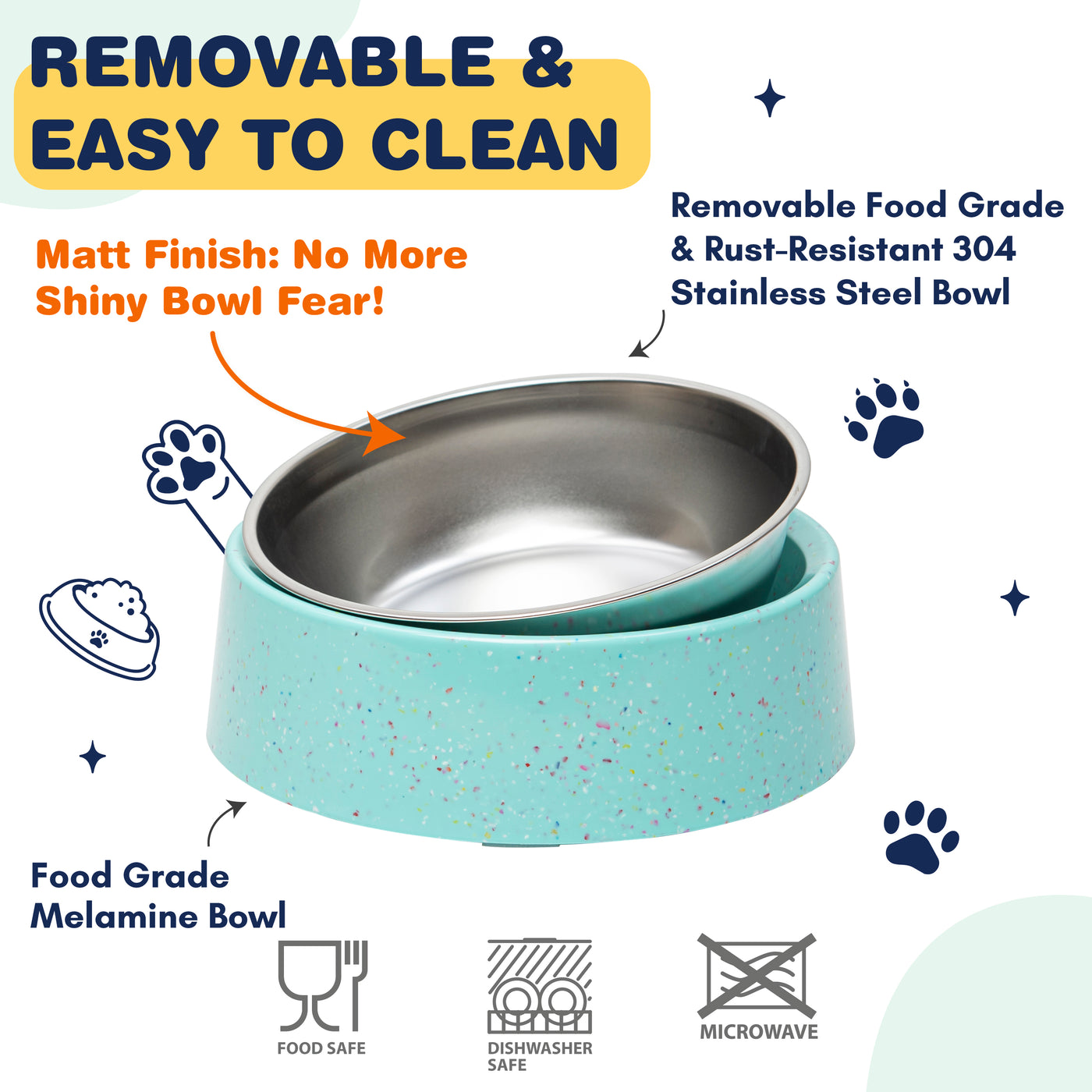 Bzyoo 16oz Tilted Dog Bowl for Small Dogs & Cats - Green