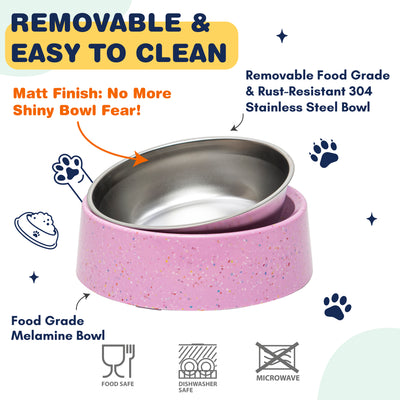 Bzyoo 32oz 4CUP Elevated Dog & Cat Bowl - Pink