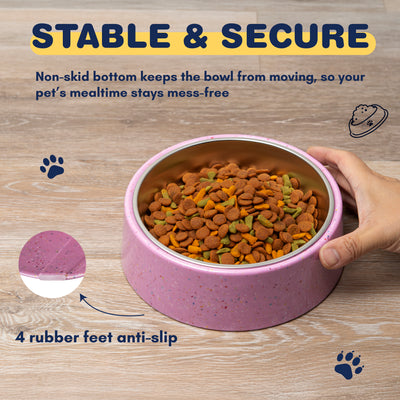 Bzyoo 32oz 4CUP Elevated Dog & Cat Bowl - Pink