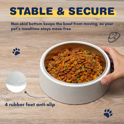 Bzyoo 32oz 4CUP Elevated Dog & Cat Bowl - White