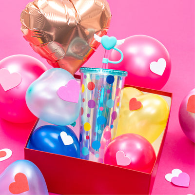 24oz SIP Tumbler with Heart-Shaped w/Wing Straw Cap Cover – Cute DotDot Design