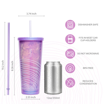 24oz SIP Double Wall Plastic Straw Tumbler w/ Lid - Pearl Purple