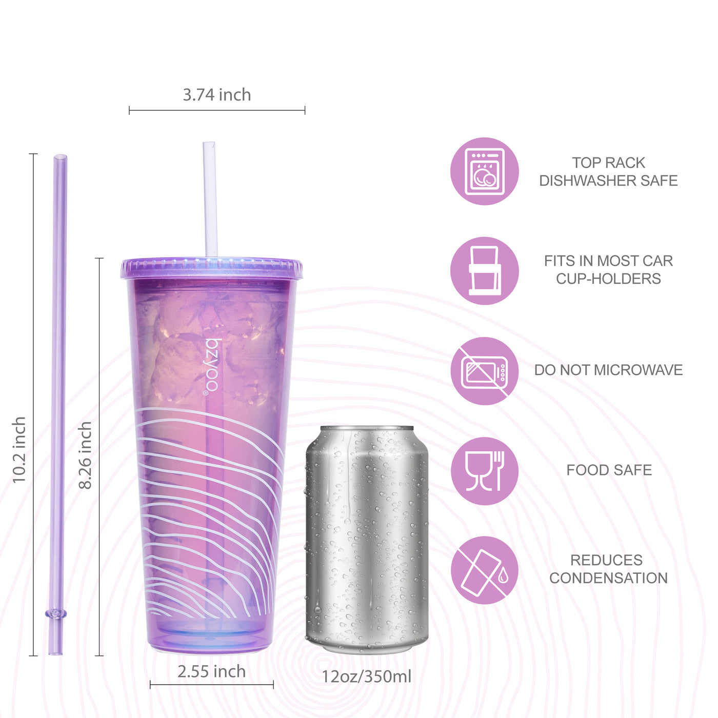 24oz SIP Double Wall Plastic Straw Tumbler w/ Lid - Pearl Purple