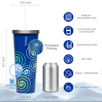 24oz SUP Double Wall Vacuum Insulated Stainless Steel Tumbler w/ Straw Lid - Blue Swirl