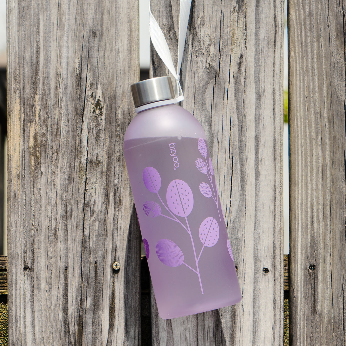 32oz Time Marker Tritan Water Bottle w/ Carrying Strap - Leaf Purple