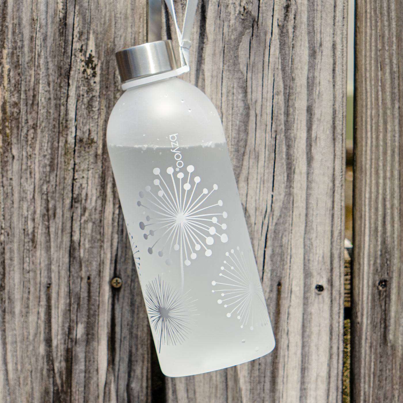 32oz Time Marker Tritan Water Bottle w/ Carrying Strap - Dandelion Silver