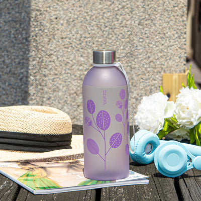 32oz Time Marker Tritan Water Bottle w/ Carrying Strap - Leaf Purple