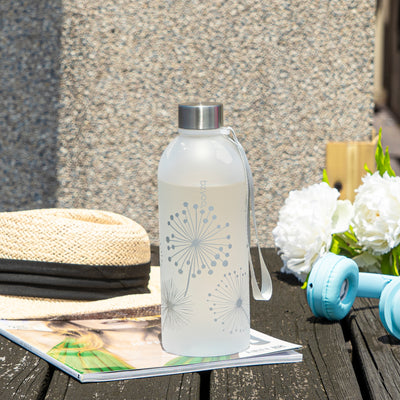 32oz Time Marker Tritan Water Bottle w/ Carrying Strap - Dandelion Silver