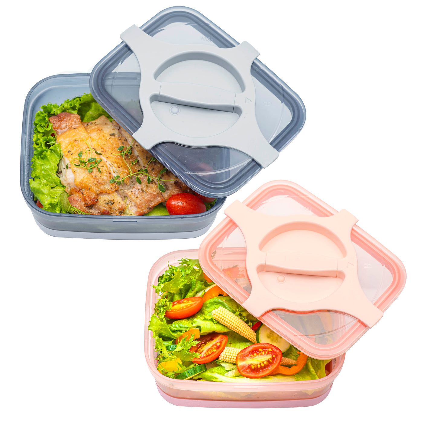 Bzyoo 25.5oz Prestoor Bento Lunch Box Pack of 2 Color Pink & Blue