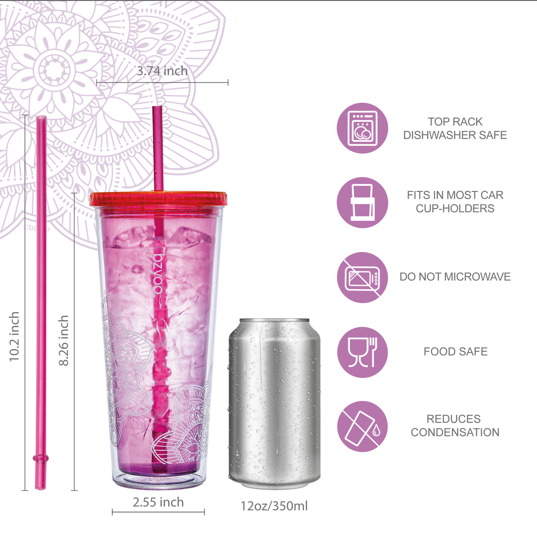 24oz SIP Double Wall Plastic Straw Tumbler w/ Lid - La La  display picture 3