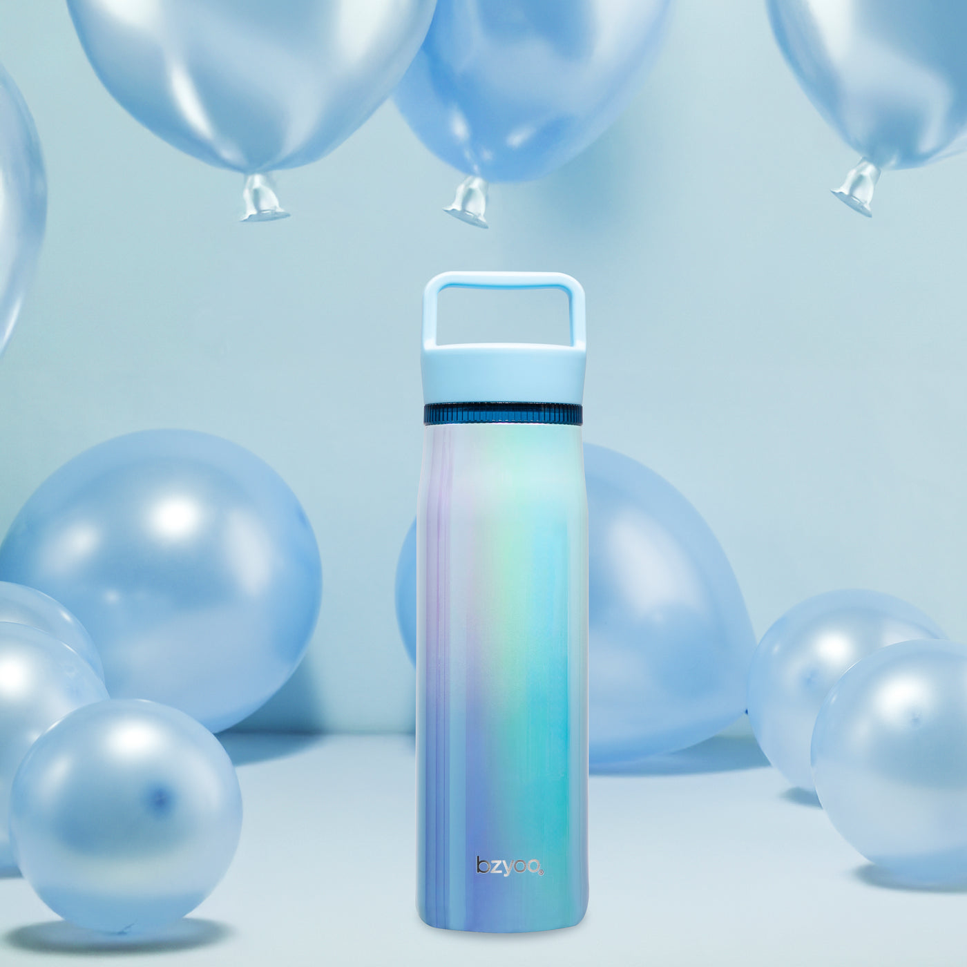 24oz Insulated Water Bottle with Clear Chug Lid - Aurora Iridescent Blue