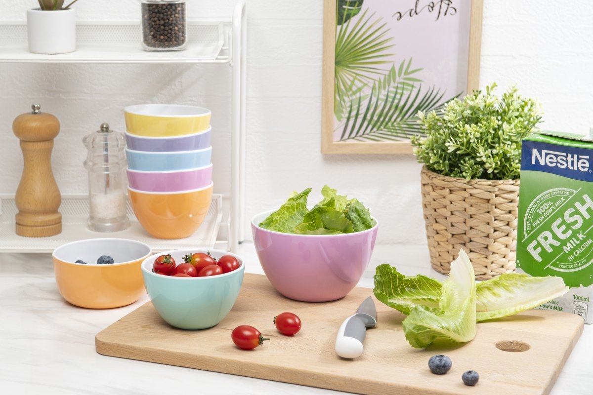 bzyoo Set of 6 Large Bowls, 5.5 - Inch 30.4 OZ ColorPop Melamine Bowls - Bright Color - bzyoo
