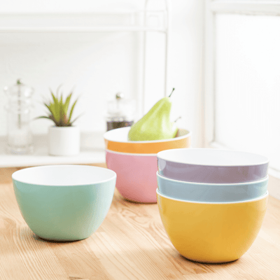 bzyoo Set of 6 Large Bowls, 5.5 - Inch 30.4 OZ ColorPop Melamine Bowls - Bright Color - bzyoo