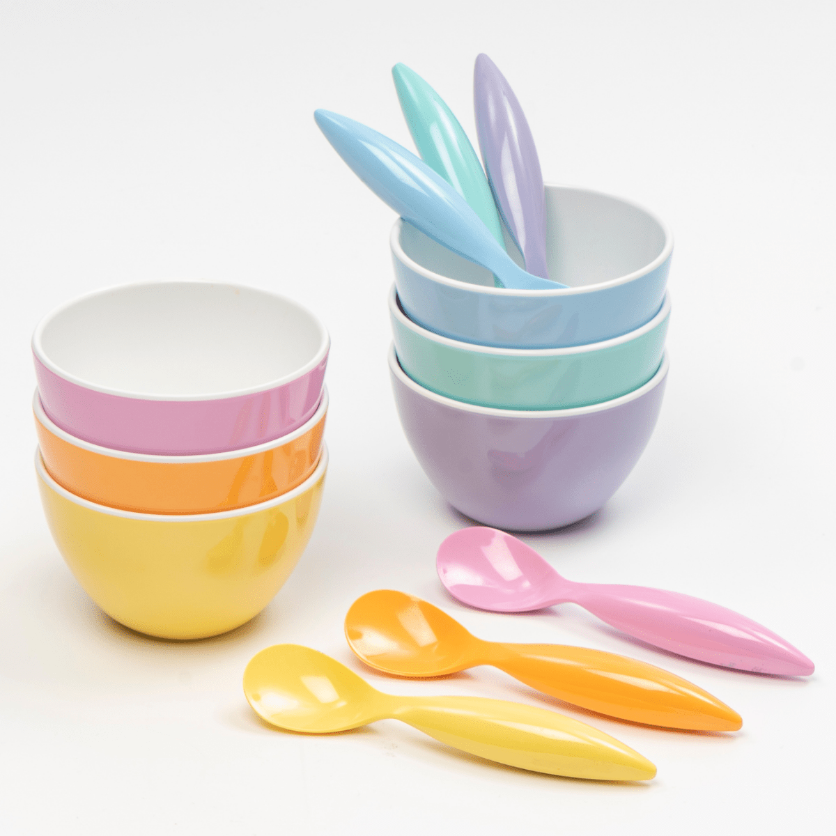bzyoo Set of 6 Small Bowls, 4.25" 11.8 OZ ColorPop Melamine Bowls - Pastel Color - bzyoo