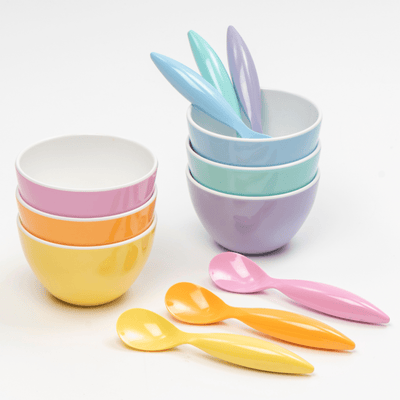 bzyoo Set of 6 Small Bowls, 4.25" 11.8 OZ ColorPop Melamine Bowls - Pastel Color - bzyoo