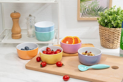 bzyoo Set of 6 Small Bowls, 4.25" 11.8 OZ ColorPop Melamine Bowls - Pastel Color - bzyoo