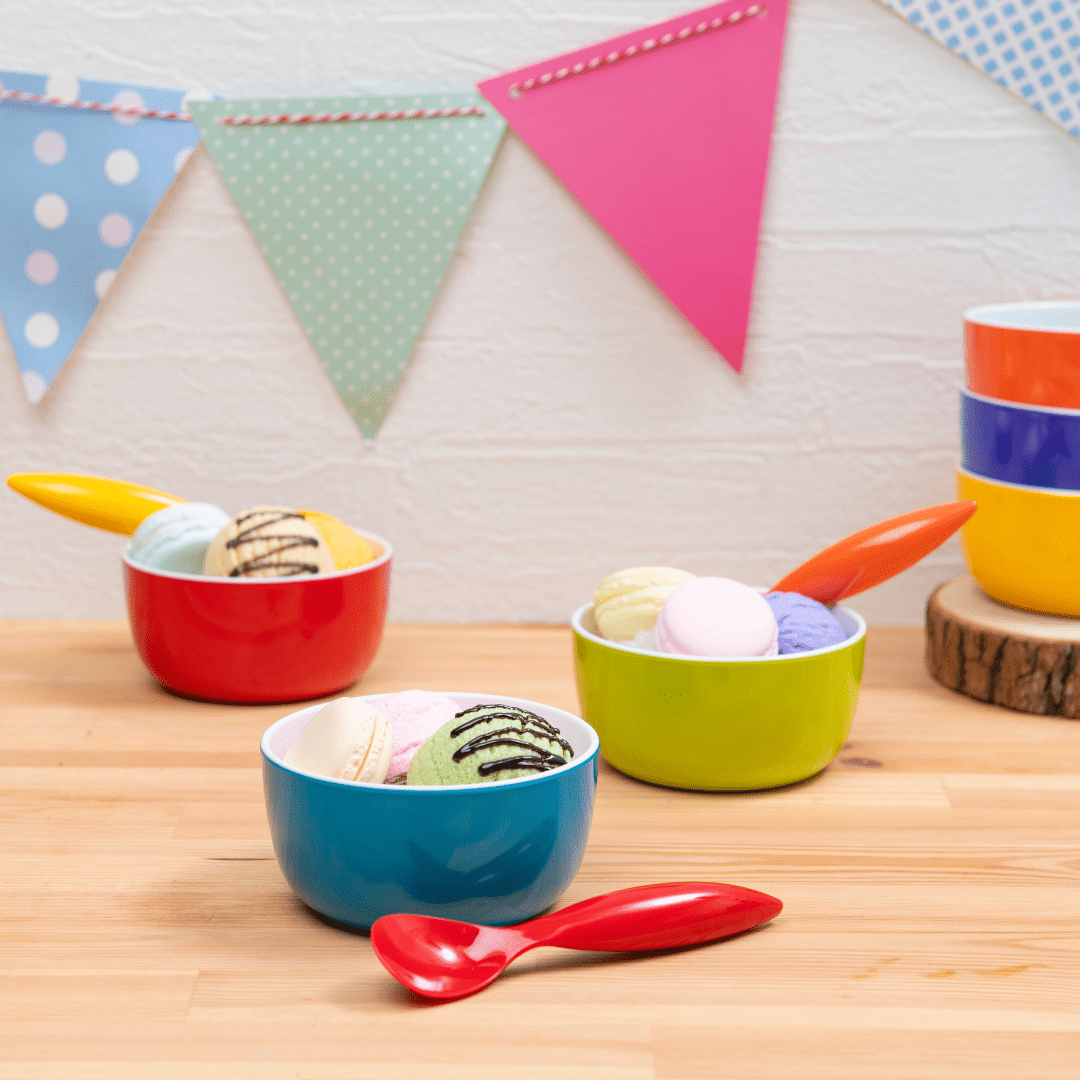 bzyoo Set of 6 Small Bowls, 4.5" 14.3 OZ ColorPop Melamine Bowls - Bright Color - bzyoo