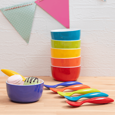 bzyoo Set of 6 Small Bowls, 4.5" 14.3 OZ ColorPop Melamine Bowls - Bright Color - bzyoo