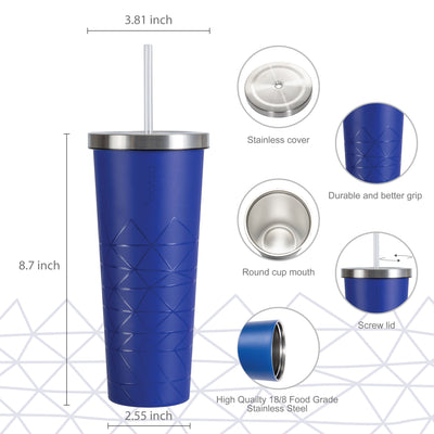 24oz SUP Double Wall Vacuum Insulated Stainless Steel Tumbler w/ Straw Lid - Spidy Blue