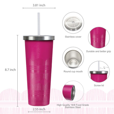 24oz SUP Double Wall Vacuum Insulated Stainless Steel Tumbler w/ Straw Lid - Scribe Purple