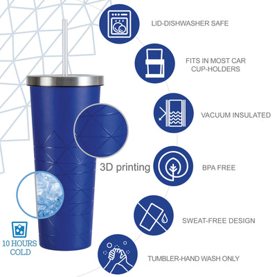 24oz SUP Double Wall Vacuum Insulated Stainless Steel Tumbler w/ Straw Lid - Spidy Blue