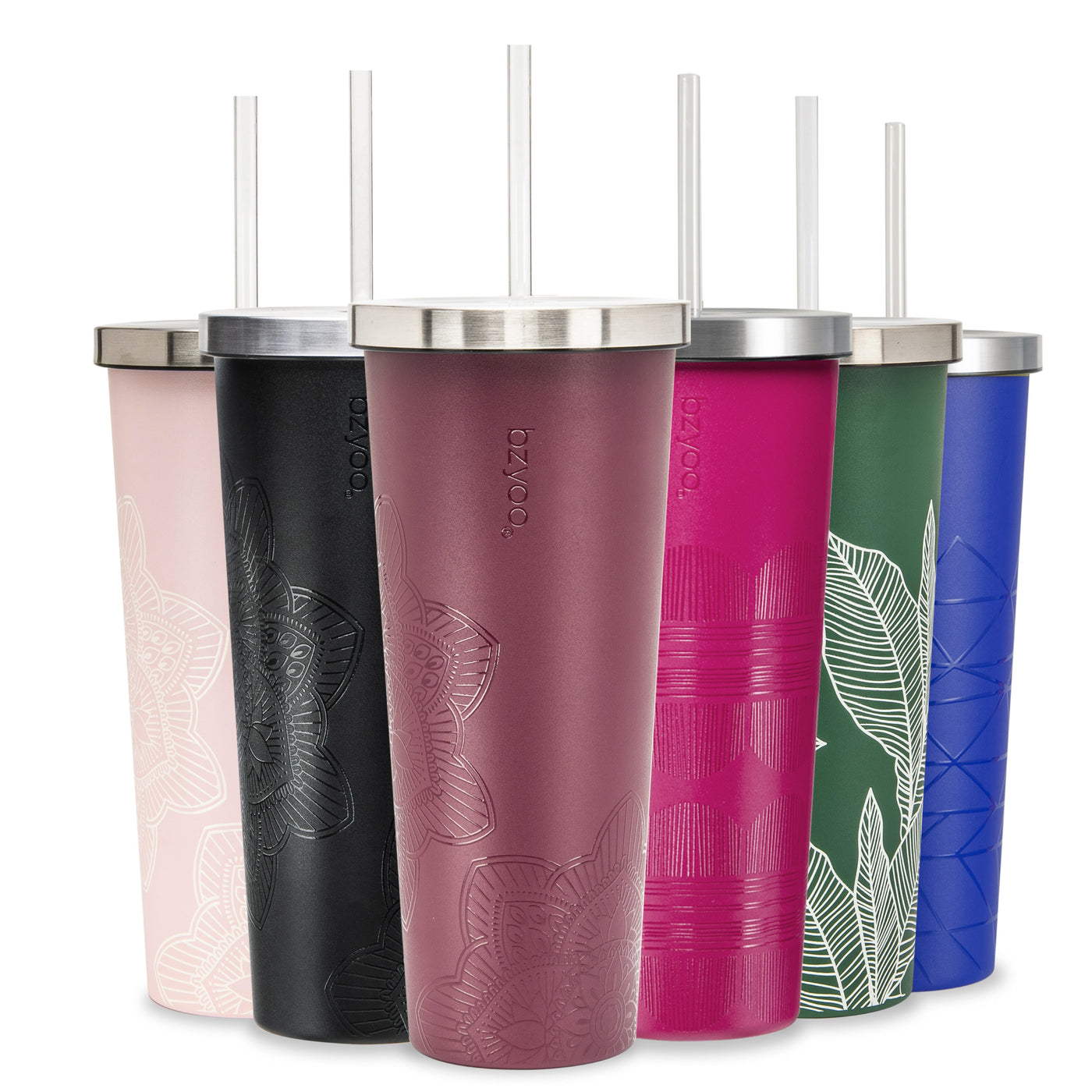 24oz SUP Double Wall Vacuum Insulated Stainless Steel Tumbler w/ Straw Lid - La La Mandala Red