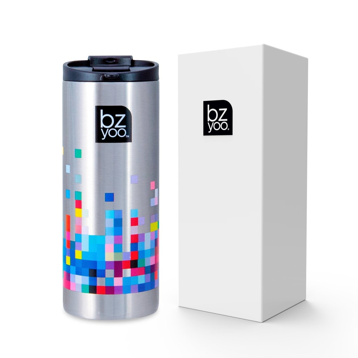 12oz Brew Stainless Steel Vacuum Double Wall Insulated Tumbler - Glitch Silver - bzyoo