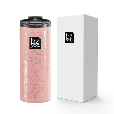 12oz Brew Stainless Steel Vacuum Double Wall Insulated Tumbler - La La Mandala Pink - bzyoo