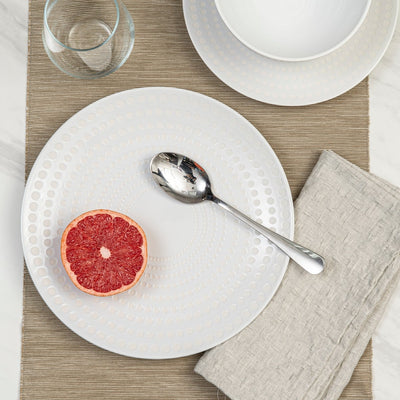 12pc Bijou Ceramic Plate & Bowl Dinnerware Set - Pearl White - bzyoo