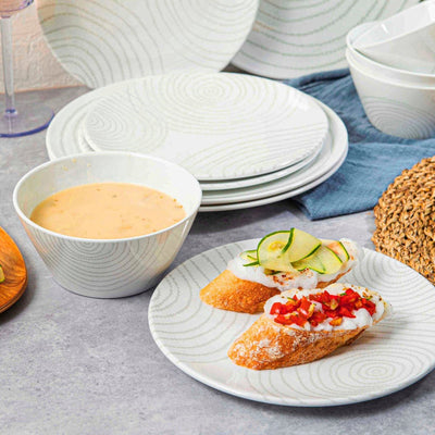 12pc Decorated Melamine Plate & Bowl Dinnerware Set - bzyoo