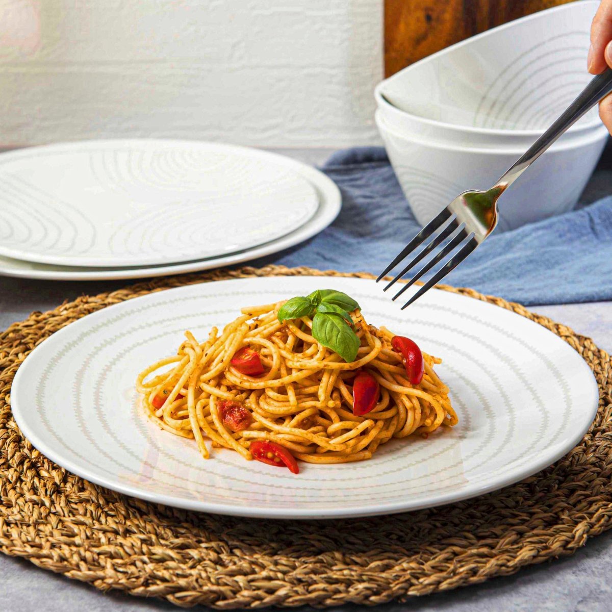 12pc Decorated Melamine Plate & Bowl Dinnerware Set - bzyoo