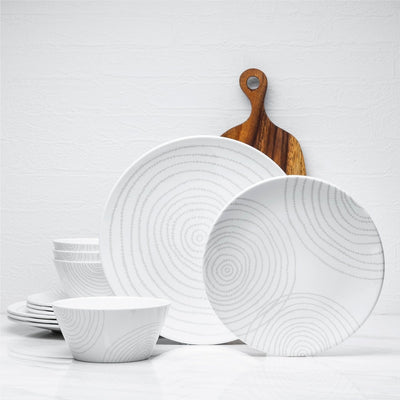 12pc Decorated Melamine Plate & Bowl Dinnerware Set - bzyoo