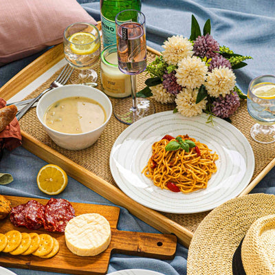 12pc Decorated Melamine Plate & Bowl Dinnerware Set - bzyoo