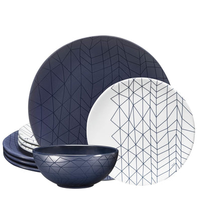 12pc Decorated Melamine Plate & Bowl Dinnerware Set (Leaf) - bzyoo