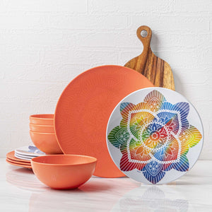 12pc La La Mandala Melamine Plate & Bowl Set - bzyoo