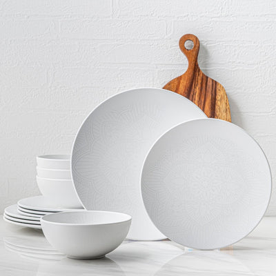 12pc La La Mandala Melamine Plate & Bowl Set - bzyoo