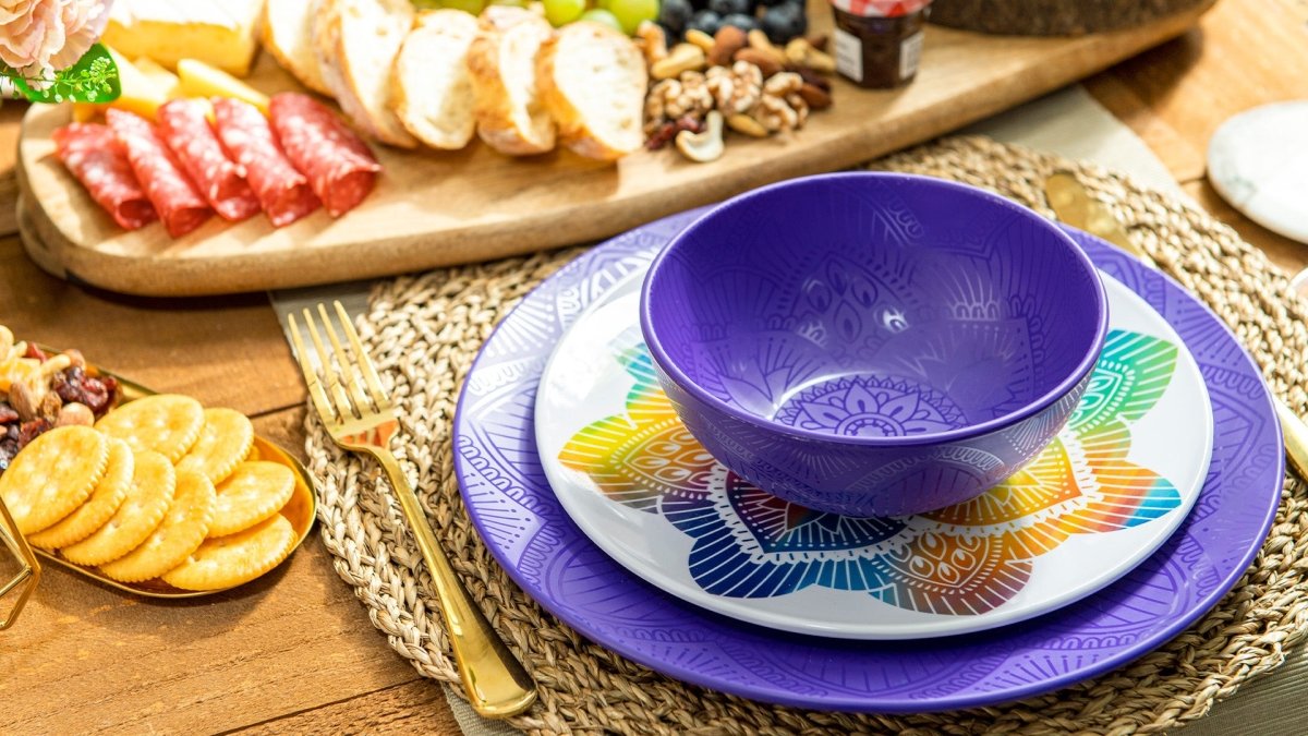 12pc La La Mandala Melamine Plate & Bowl Set - bzyoo