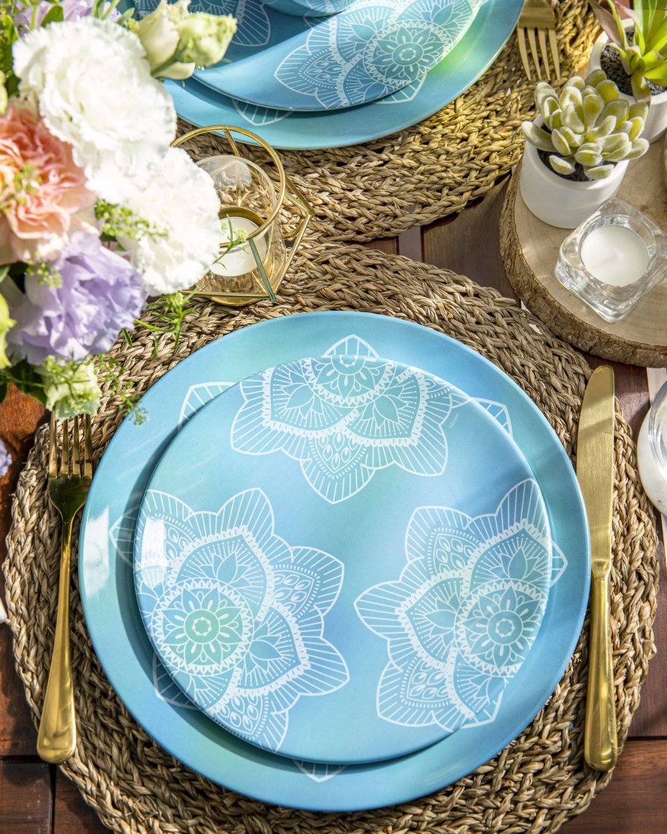 12pc La La Mandala Melamine Plate & Bowl Set - bzyoo