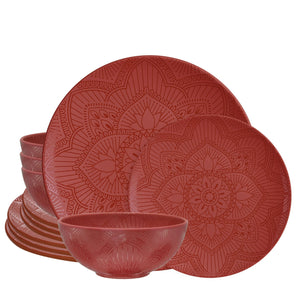 12pc La La Mandala Melamine Plate & Bowl Set - bzyoo