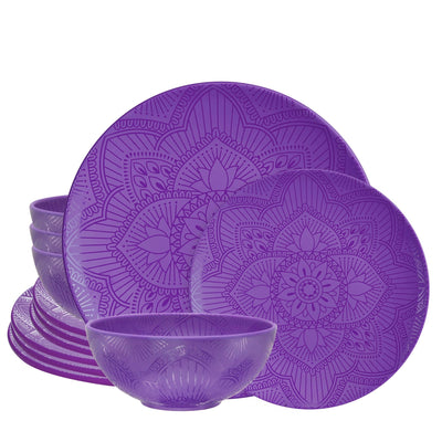 12pc La La Mandala Melamine Plate Set - bzyoo