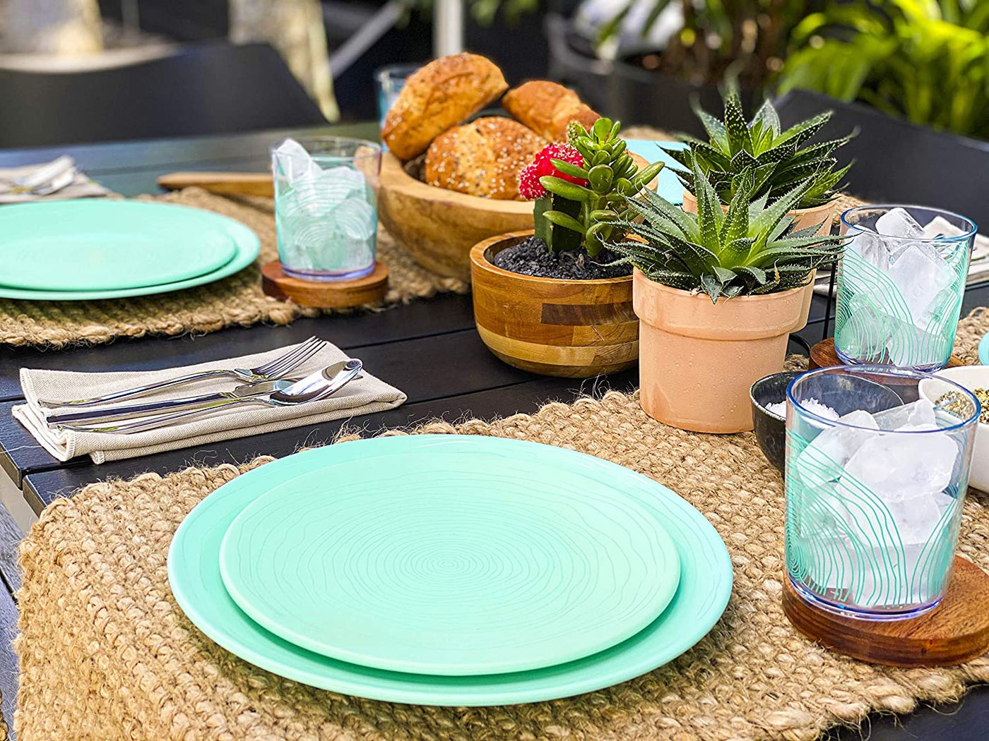 12pc Organica Melamine Plate & Plastic Tumbler Dinnerware Set - bzyoo