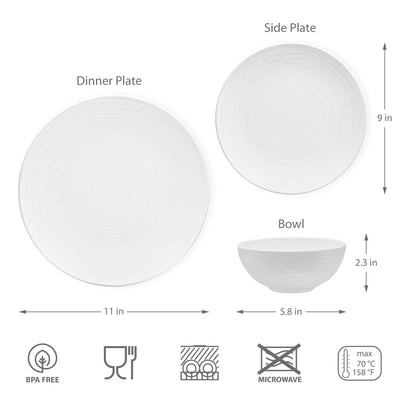 12pc Organica Plate & Bowl Melamine Dinnerware Set - bzyoo