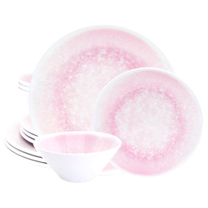 12pc Reactive Melamine Plate & Bowl Dinnerware Set - bzyoo