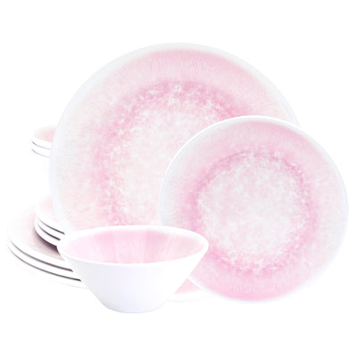 12pc Reactive Melamine Plate & Bowl Dinnerware Set - bzyoo