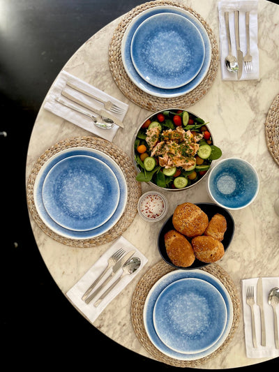 12pc Reactive Melamine Plate & Bowl Dinnerware Set - bzyoo