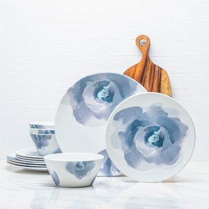 12pc Water Color Floral Melamine Plate & Bowl Dinnerware Set - bzyoo
