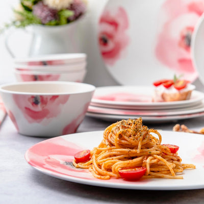 12pc Water Color Floral Melamine Plate & Bowl Dinnerware Set - bzyoo