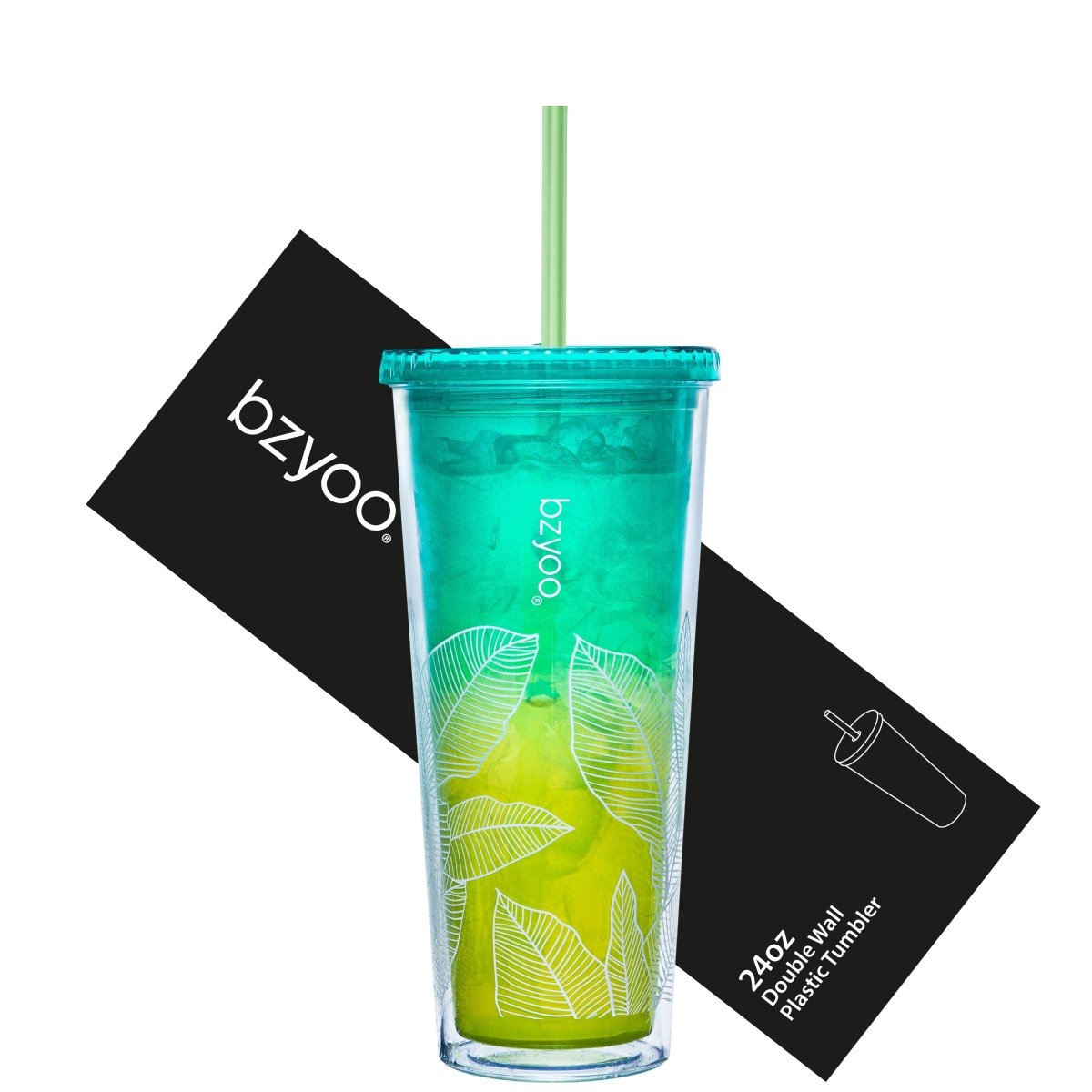 24oz Double Wall Plastic Straw Tumbler w/ Lid - bzyoo